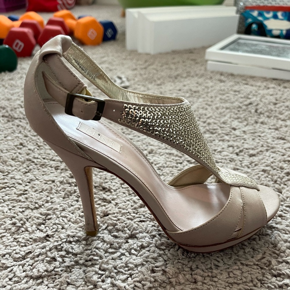 Glint nude heels with gold sequins